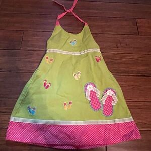 Youngland 3T Green and Pink Halter Dress with Flip-Flop Design